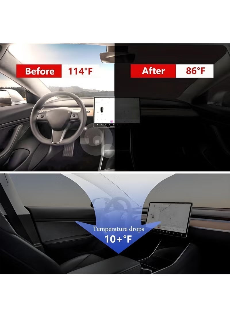 مظلة شمسية للزجاج الأمامي للسيارة، غطاء عاكس للشمس وقابل للطي، يحجب 99% من الأشعة فوق البنفسجية، ملحق داخلي لظل نافذة السيارة لمعظم السيارات وسيارات الدفع الرباعي والشاحنات - Image 4