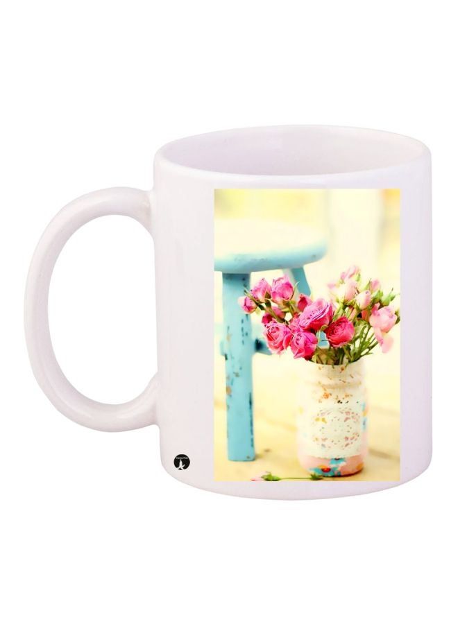 RKN Flower Printed Coffee Mug White/Beige/Pink 11ounce - Image 2