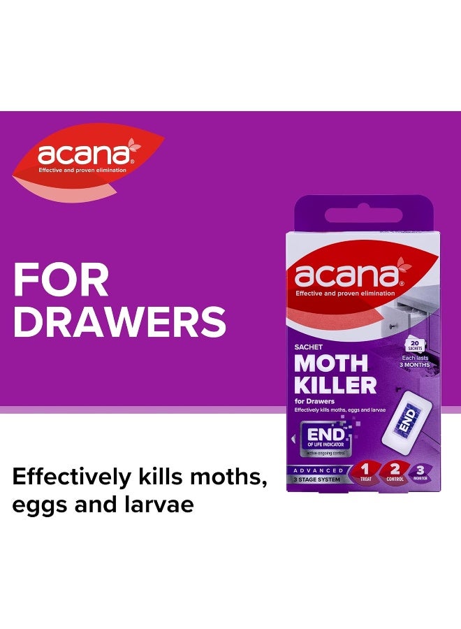 Acana Pack of 20 Moth Killer & Freshener Sachets with Lavender Fragrance - Image 2