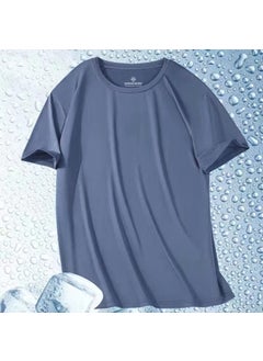 Summer New Ice Silk Quick Dry T-Shirt Mens Short Sleeves Sports Cool Mesh Body T-Shirt Loose Fit Fitness Casual Top YST 608 Fog Blue