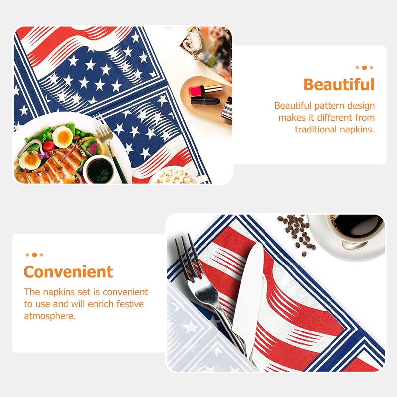 40pcs Independence Day Disposable Napkins American Flag Printed Tissue Napkins Paper Towel for Party Festival - Image 5