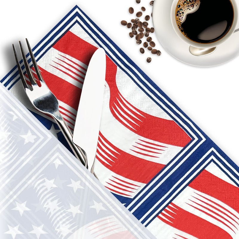 40pcs Independence Day Disposable Napkins American Flag Printed Tissue Napkins Paper Towel for Party Festival - Image 2