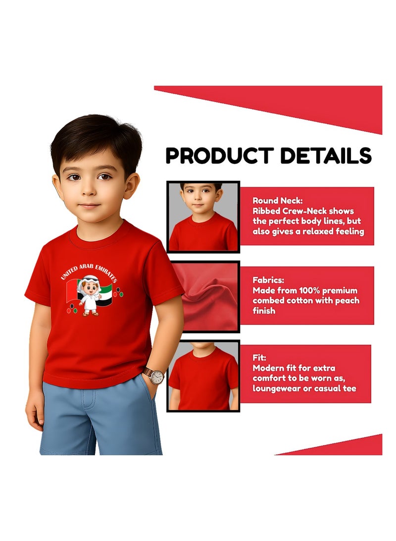 UAE Celebration T-Shirt For Boys-Printed Design Short Sleeve Tee For Celebrations Day,School Events, Holidays-Kids Comfortable And Stylish T-Shirts - Image 3