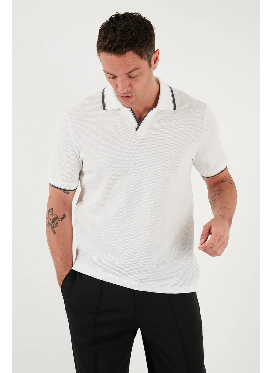 بوراتي Stretch Cotton Regular Fit Stripe Detailed Polo Neck T Shirt Men's Polo Neck T Shirt 5902768