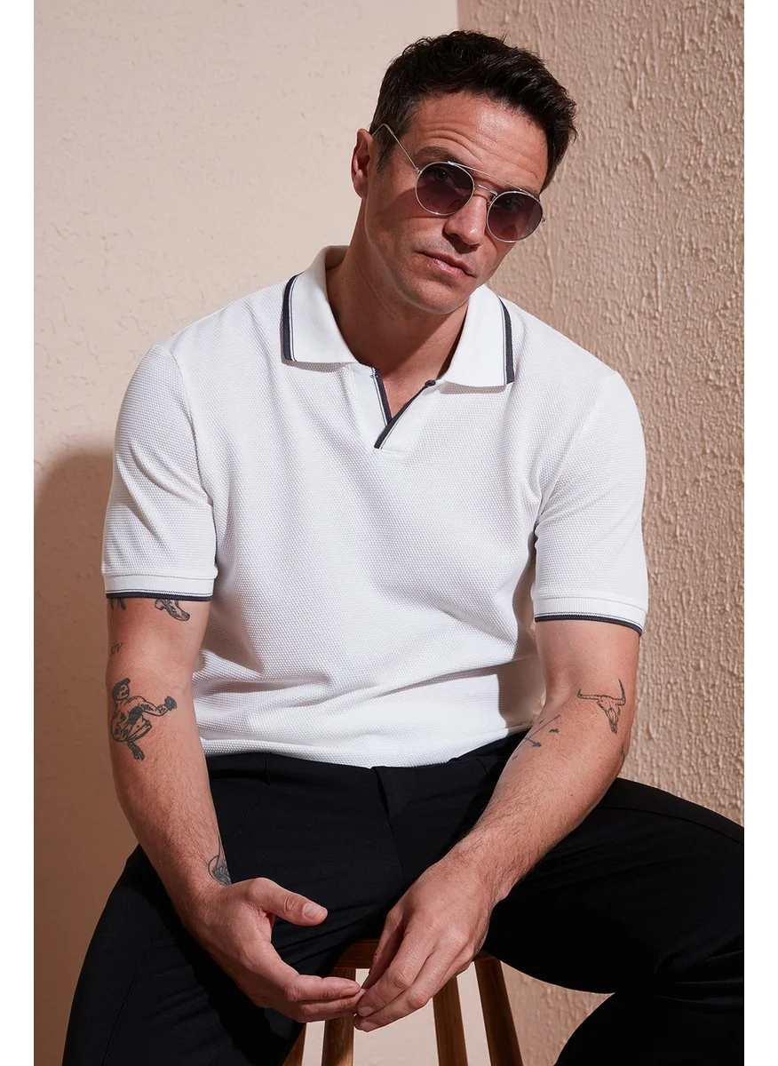 بوراتي Stretch Cotton Regular Fit Stripe Detailed Polo Neck T Shirt Men's Polo Neck T Shirt 5902768