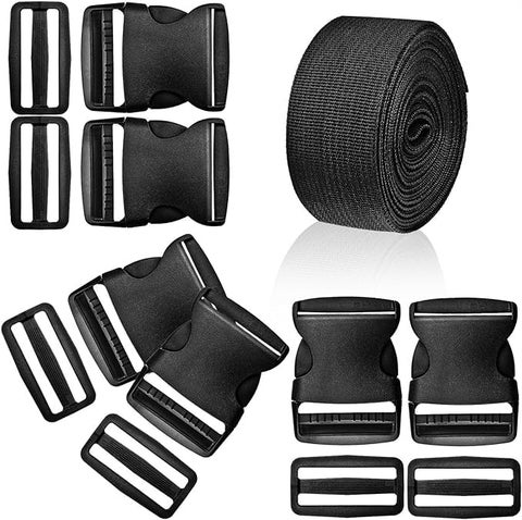 Diy Crafts 13463 2 Plastic Quick Release Buckles Flat Shape Buckles and Triglide Slides With Yards 2 Wide Polypro Webbing for Strap Making Multicolor