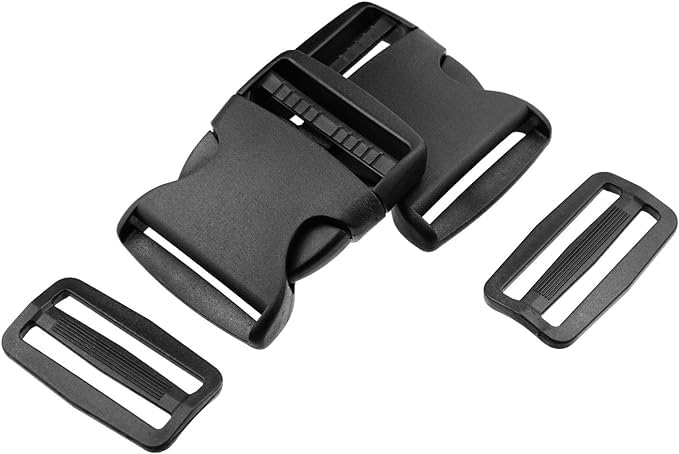 Diy Crafts 13463 2 Plastic Quick Release Buckles Flat Shape Buckles and Triglide Slides With Yards 2 Wide Polypro Webbing for Strap Making Multicolor