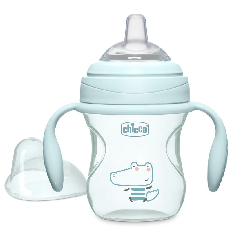 Chicco Transition Sippy Cup for Babies 4 Months 7oz Training Cup with Soft Silicone Spout Easy Grip Removable Handles Measurement Markings BPA Free Sage - Image 3