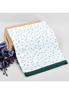 MOM'S HOME Organic Cotton Baby Muslin 4 Layer Dohar 0 3 Year 100X100 Cm Green Heart  - Image 2