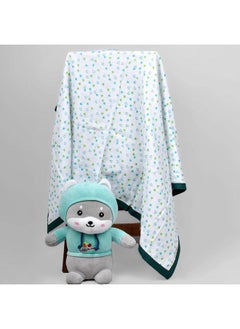 MOM'S HOME Organic Cotton Baby Muslin 4 Layer Dohar 0 3 Year 100X100 Cm Green Heart  - Image 4