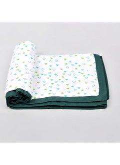 MOM'S HOME Organic Cotton Baby Muslin 4 Layer Dohar 0 3 Year 100X100 Cm Green Heart  - Image 3