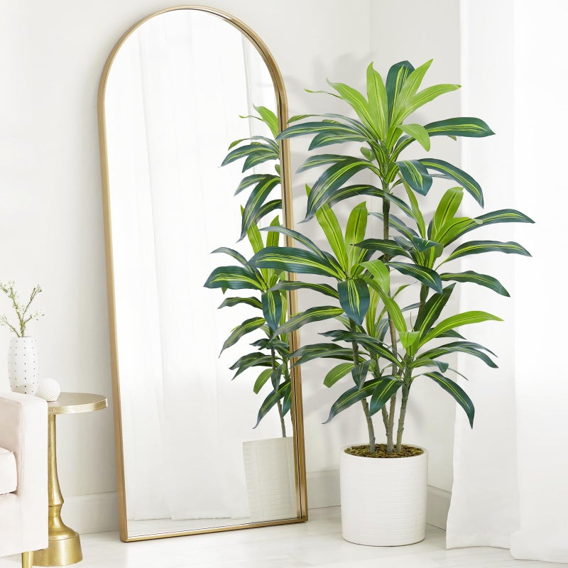 ZEEOZE Dracaena Plant Artificial Tree 4Ft Tall Fake Tropical Floor Plants Potted (Real Touch) Artificial Silk Tree Leaf Faux Trees Black Tall Planter for Home Office Living Room Indoor Outdoor Decor - Image 3