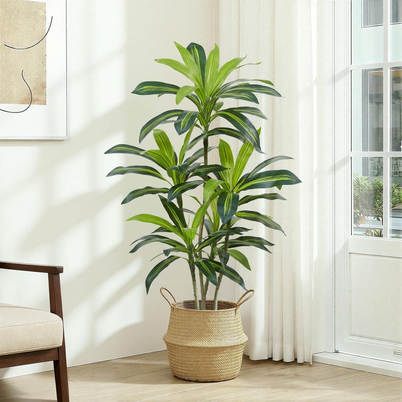 ZEEOZE Dracaena Plant Artificial Tree 4Ft Tall Fake Tropical Floor Plants Potted (Real Touch) Artificial Silk Tree Leaf Faux Trees Black Tall Planter for Home Office Living Room Indoor Outdoor Decor - Image 2
