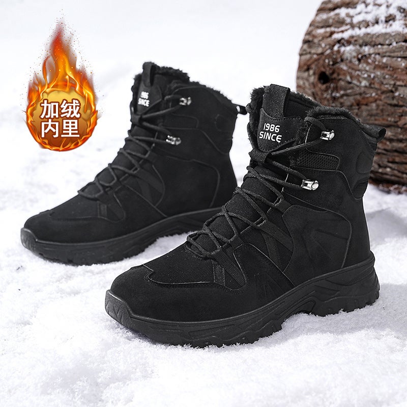 Outdoor Hiking Shoes Men'S New Wear-Resistant Non-Slip Fleece-Lined Hiking Shoes Boys Casual Sports High-Top Shoes - Image 4