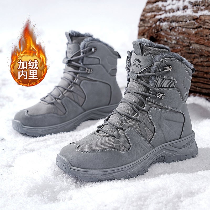 Outdoor Hiking Shoes Men'S New Wear-Resistant Non-Slip Fleece-Lined Hiking Shoes Boys Casual Sports High-Top Shoes - Image 3