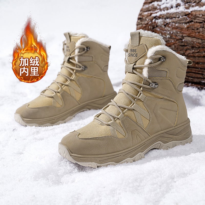 Outdoor Hiking Shoes Men'S New Wear-Resistant Non-Slip Fleece-Lined Hiking Shoes Boys Casual Sports High-Top Shoes - Image 2