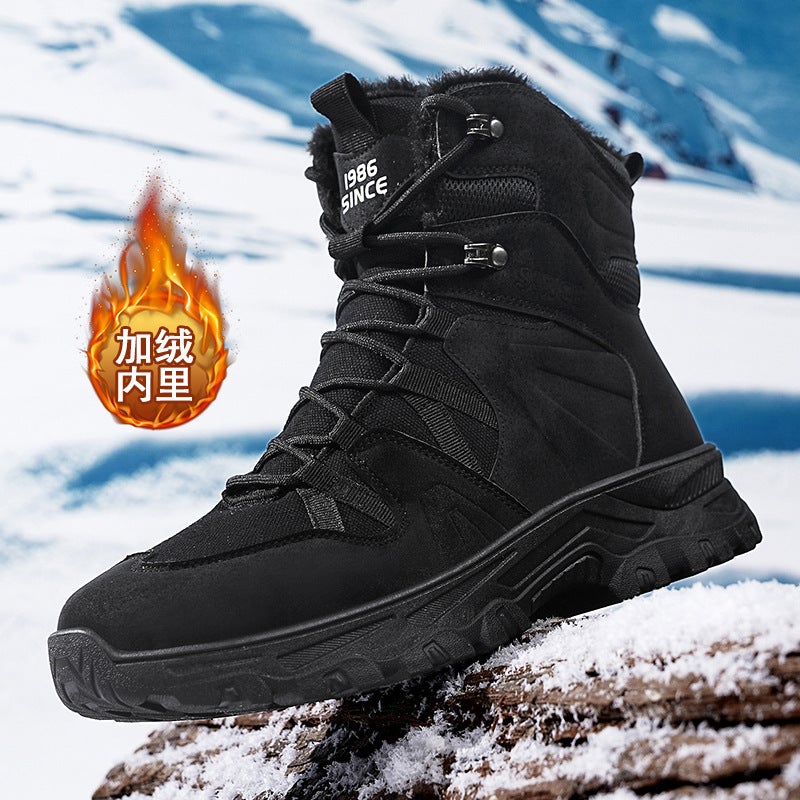 Outdoor Hiking Shoes Men'S New Wear-Resistant Non-Slip Fleece-Lined Hiking Shoes Boys Casual Sports High-Top Shoes - Image 5
