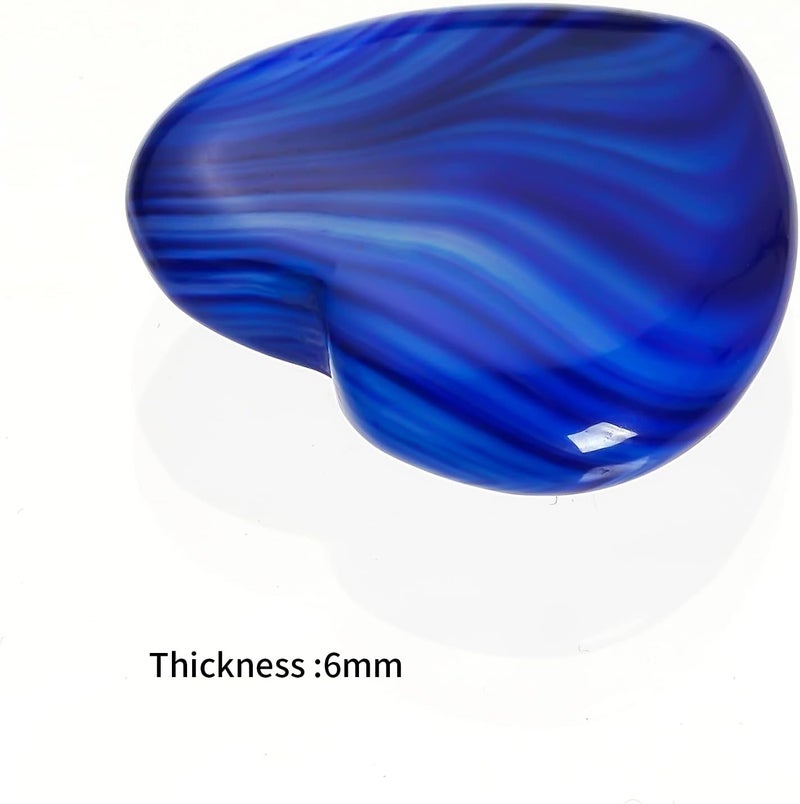 Marrywindix 15 Packs 0.8 Inch Healing Crystal Natural Blue Agate Heart Love Carved Palm Worry Stone Chakra Reiki Balancing - Image 3