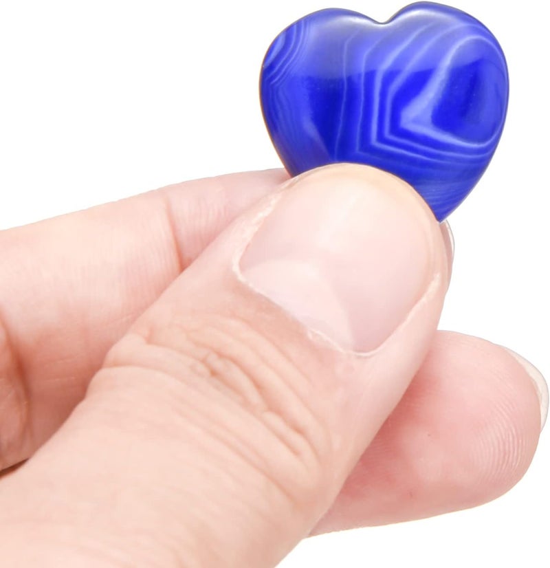 Marrywindix 15 Packs 0.8 Inch Healing Crystal Natural Blue Agate Heart Love Carved Palm Worry Stone Chakra Reiki Balancing - Image 4