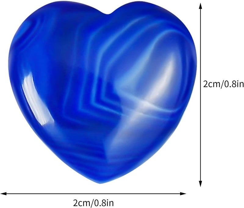 Marrywindix 15 Packs 0.8 Inch Healing Crystal Natural Blue Agate Heart Love Carved Palm Worry Stone Chakra Reiki Balancing - Image 2