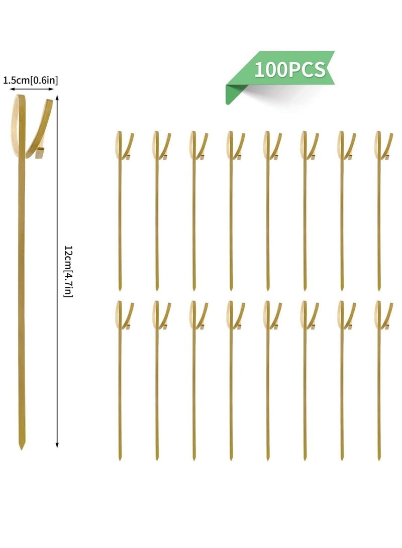 Captaintech 100 PCS Cocktail Stick Bamboo Fruit Sticks Wooden Toothpicks, (12cm) for Party Tapas Nibbles Canapes Appetiser Fruit Skewer BBQ Sandwich Bento Accessory Pick Food (Blue) - Image 4