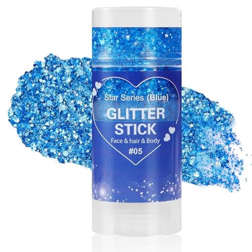 Mysense Blue Face Hair Body Glitter Stick4th of July Accessories and Outfits for Women Girls KidsUSA Flag Makeup for Independence Day Memorial Day Veterans DayFestival Rave Accessories - Image 1