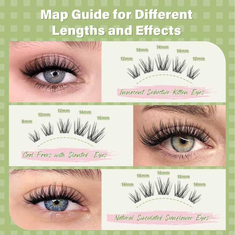 KEYYOU Fairy Angel Lash Clusters Manga Lash Extension D Curl 144Pcs Eyelash Extension Wispy Natural Invisible Band Lash with Waterproof DIY Lash Extension at Home(Angel-D-8-18MIX) - Image 4