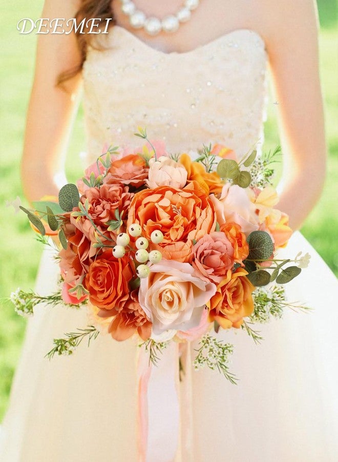 DEEMEI Roses Artificial Fall Flowers Burnt Orange Combo Box Set Faux Flowers Silk Mix Peony Fake Flowers with Stems for DIY Bridal Wedding Bouquets Centerpieces Baby Shower Party Home Decorations - Image 5
