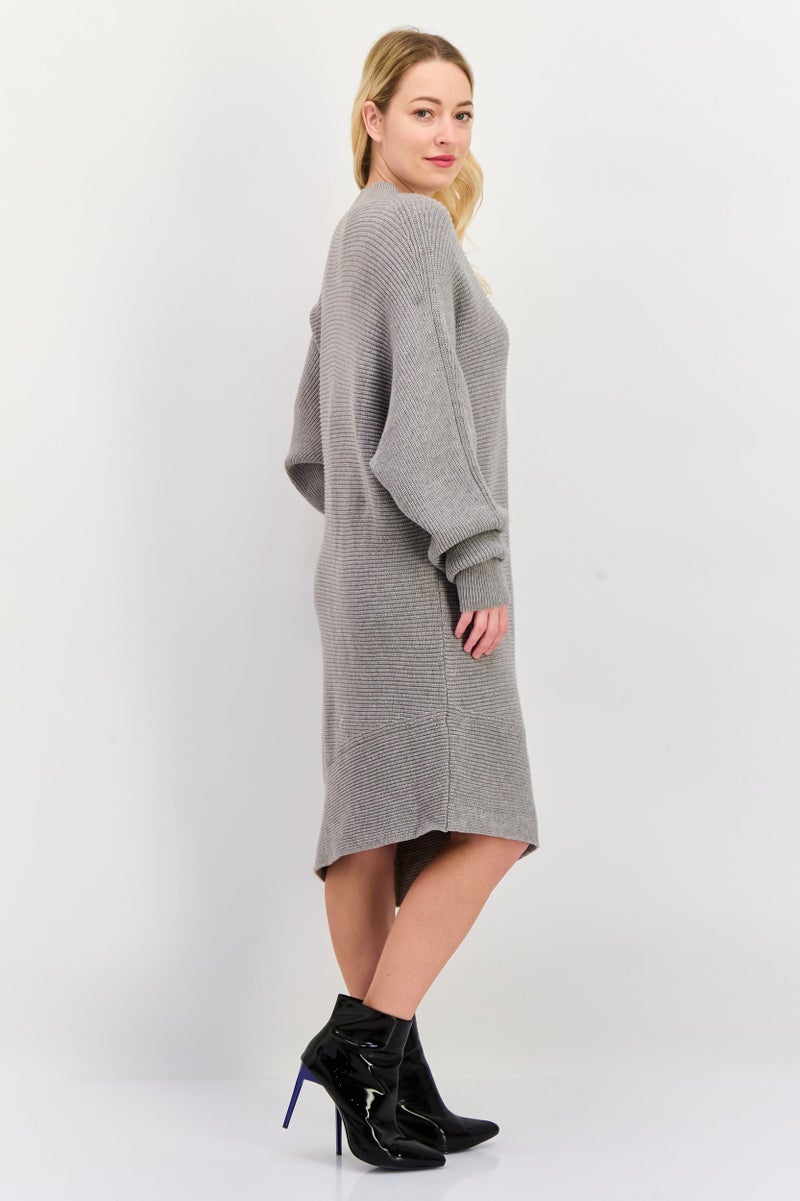 Black Tape Women Knitted Sweater Dress, Grey - Image 3