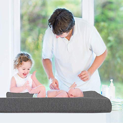 Cuddly Cubs Changing Pad Covers – 2 Pack – Snuggly Soft Plush Cotton Changing Table Covers for Boy, Girl – Fits Perfectly on Summer Infant and Other 16 x 32 Baby Changing Table Pads – Heather Grey - Image 2
