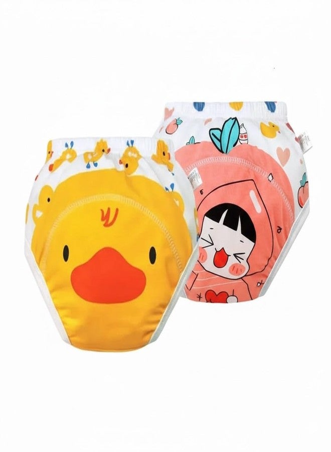 ASJAR Eco-Friendly Baby Cloth Diaper | Washable Reusable Baby Diapers | Soft, Absorbent & Leak-Proof | Random Fun Designs | Size-M | 1 to 2 Year | Pack Of 2 | Multicolor - Image 1