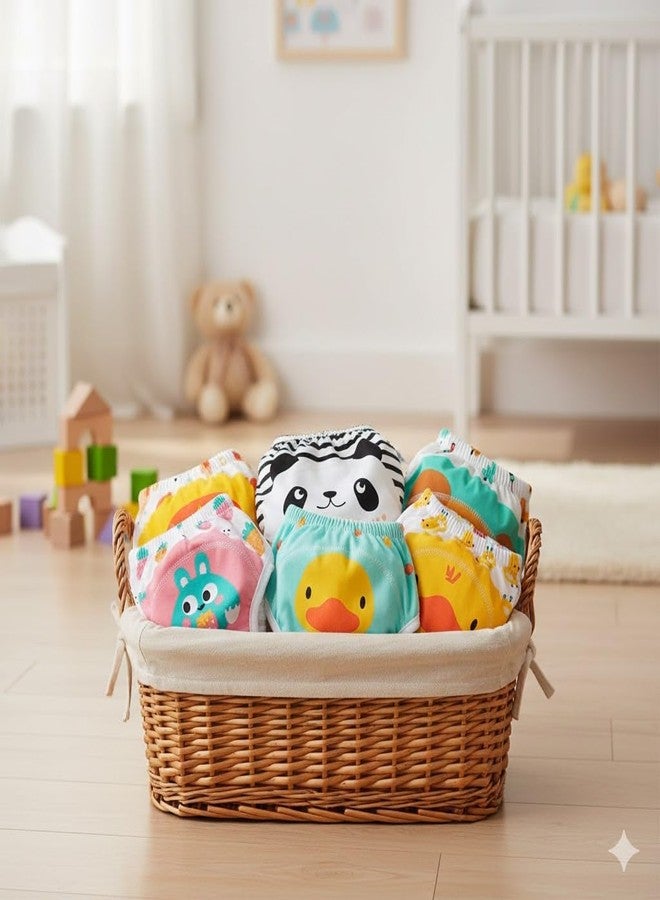 ASJAR Eco-Friendly Baby Cloth Diaper | Washable Reusable Baby Diapers | Soft, Absorbent & Leak-Proof | Random Fun Designs | Size-M | 1 to 2 Year | Pack Of 2 | Multicolor - Image 3