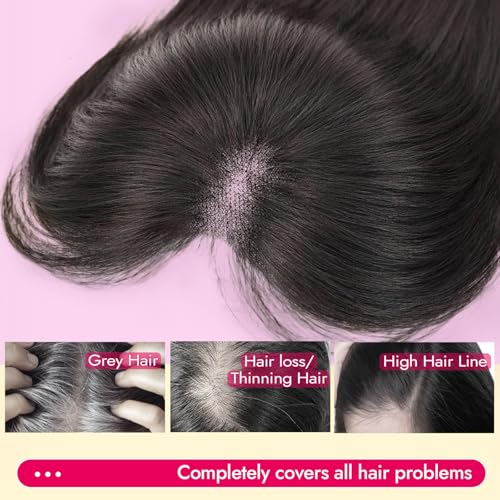 Eawwii Wine Red with Purple Tones Synthetic Hair Toppers for Women with Thinning 5x6 inch Large Base Coverage Clip in Wispy Bangs Upgraded Adjustable Bandage 24 Inch Long Layered - Image 4