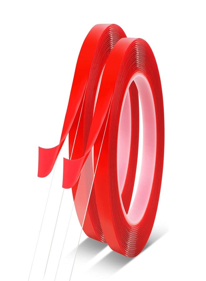 oddpod™ 2 PCS x 12mm Red Double Side Strong Polyster/Acrylic Transparent Tacky Tape 12mm x 25 Metres (Pack Of 2) - Image 1