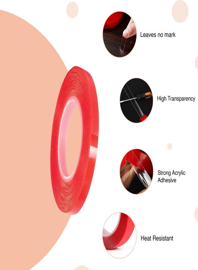 oddpod™ 2 PCS x 12mm Red Double Side Strong Polyster/Acrylic Transparent Tacky Tape 12mm x 25 Metres (Pack Of 2) - Image 4