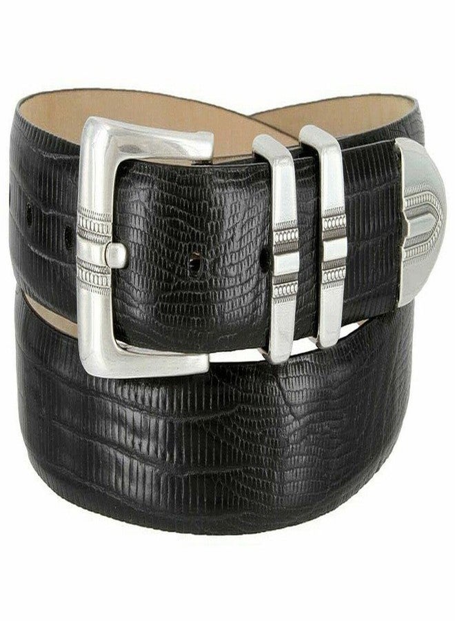 Belts.com Kaymen Italian Calfskin Leather Designer Dress Golf Belts for Men 1-1/8" Wide (38, Lizard Black) - Image 1
