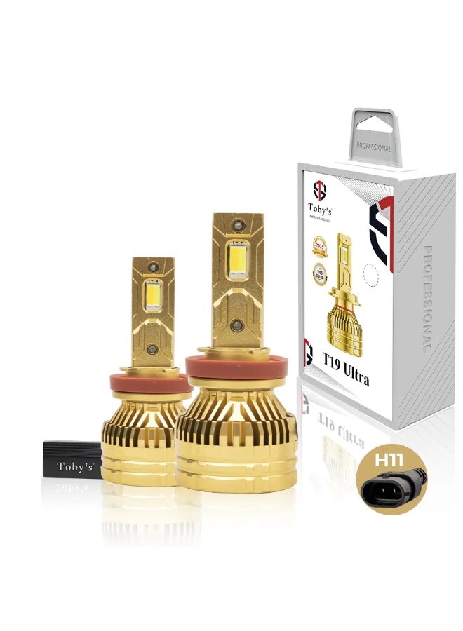 توبيز مصباح أمامي LED فائق الجودة T19 من توبي الجديد، 65 واط، لمبات متغيرة اللون (أبيض ماسي 6500 كلفن، أبيض دافئ 4300 كلفن) للضوء العالي، والضوء المنخفض، أو ضوء الضباب - H11