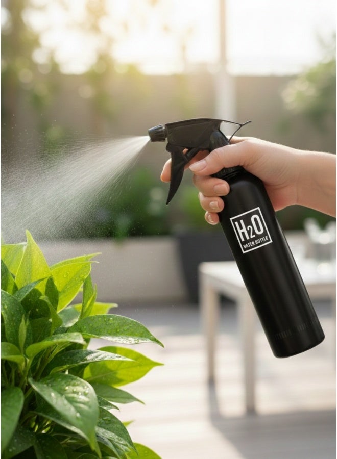 اتش 2 او رشاش مياه احترافي 500 مل – بخاخ تصفيف الشعر والتجميل بخاصية الرذاذ الناعم والمتوازن – متعدد الاستخدامات لترطيب الشعر والبشرة وتبريد الجسم وري النباتات الصغيرة – تصميم محمول وخفيف الوزن مع زر ضغط سهل – مثالي للاستخدام في صالونات الحلاقة والمنزل والسفر – أسود - Image 1