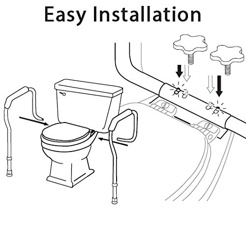 Carex Toilet Safety Rails, Adjustable and Detachable Toilet Safety Frame with Handles for Elderly, Handicap, or Disabled, Heavy-Duty Non-Slip Bathroom Grab Bar, with Padded Handles and Aluminum Frame - Image 4