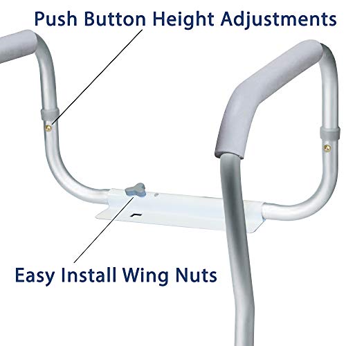 Carex Toilet Safety Rails, Adjustable and Detachable Toilet Safety Frame with Handles for Elderly, Handicap, or Disabled, Heavy-Duty Non-Slip Bathroom Grab Bar, with Padded Handles and Aluminum Frame - Image 3