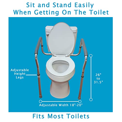 Carex Toilet Safety Rails, Adjustable and Detachable Toilet Safety Frame with Handles for Elderly, Handicap, or Disabled, Heavy-Duty Non-Slip Bathroom Grab Bar, with Padded Handles and Aluminum Frame - Image 5