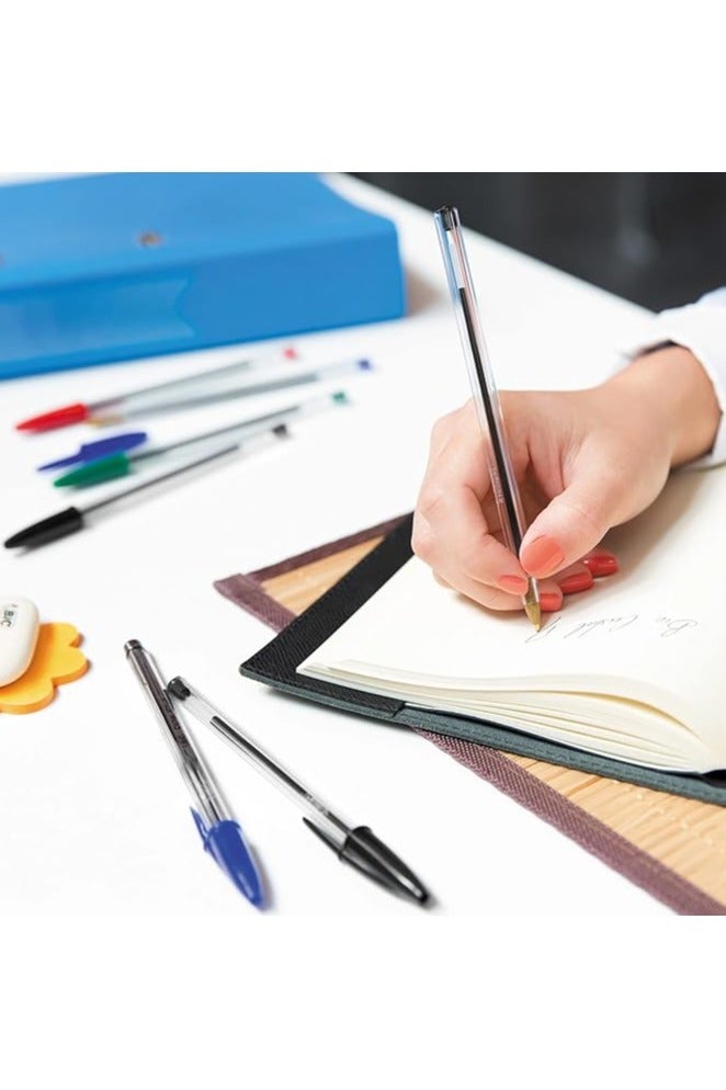 اي بي سي أقلام حبر جاف سوداء من ABC Smooth مكونة من 50 قطعة، أقلام حبر جاف فائقة النعومة مع قبضة مريحة، مناسبة للمدرسة والمكتب والكتابة والمجلات - Image 4