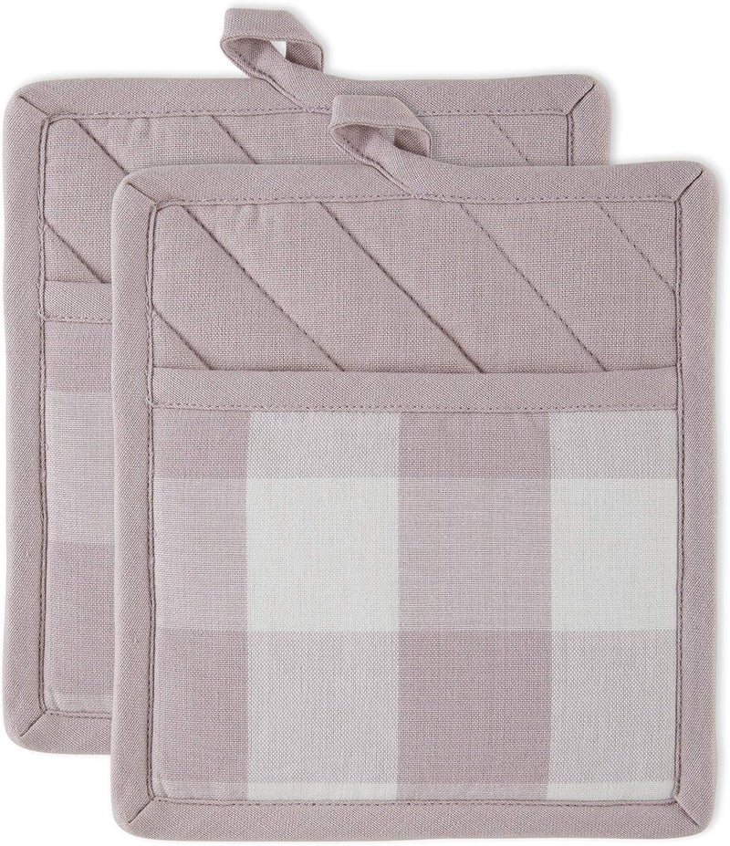 DII Buffalo Check Kitchen Collection, Classic Farmhouse Kitchen Set, Potholder, Dusty Lilac, 2 Piece - Image 1
