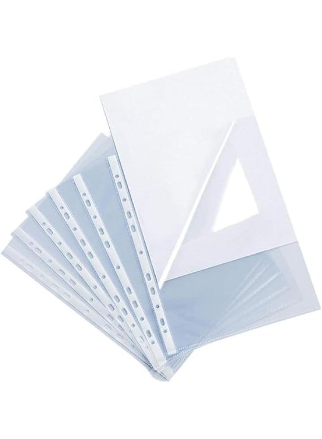 Generic 100 PCS Plastic Punched Pockets Folder A4 Micro Transparent File Protector Best Folder Plastic For Office or School work - Image 1