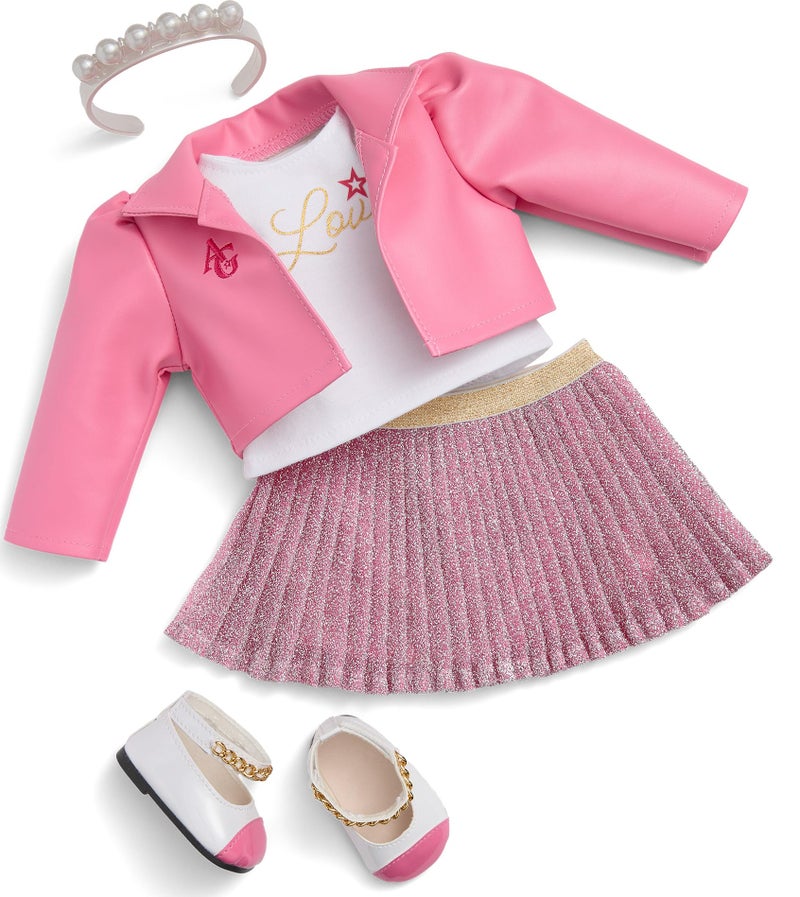 American Girl Truly Me 18-inch Doll Celebrity Chic Outfit with Jacket, Top, Skirt, Flats, and Ankle Straps, for Ages 6+ - Image 1
