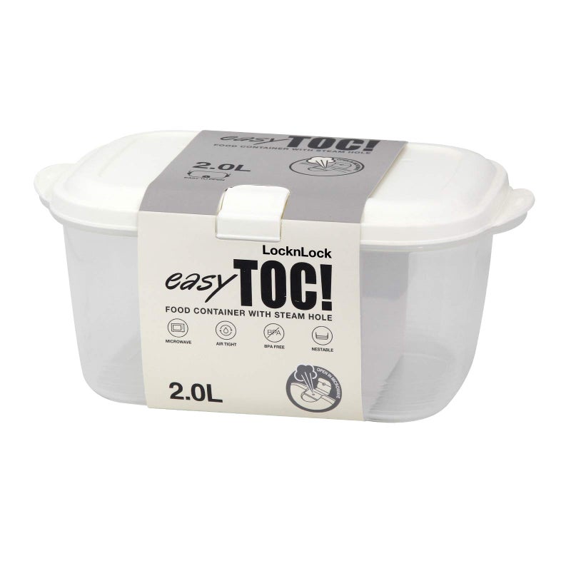 LOCK & LOCK LocknLock Food Storage Container 2L (2000ml) - Airtight Leak Proof, Beige - BPA Free, Microwave & Dishwasher Safe - Image 1