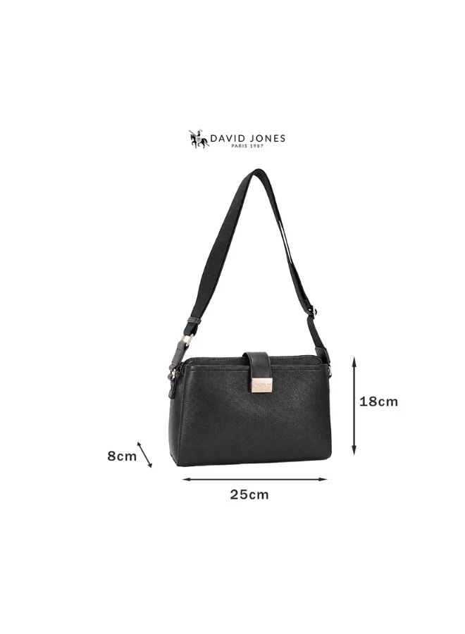 David Jones  David Jones cross body casual passport and document bag- The new leather shoulder adjustable multi pocket with leather zipper pull bag in model cm7437-1- cross body bag with adjustable strap for Women | Best Price UAE