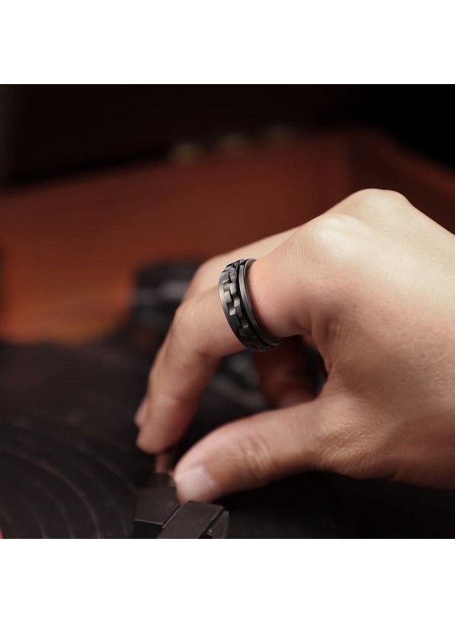 King Will - Mens Boys Black Gear Spinner Rings Stainless Steel Fidgets Two Black Gear Fidget Ring Anxiety Ring For Men Women Toy Stress Free Cool Wedding Band 10 - Image 1