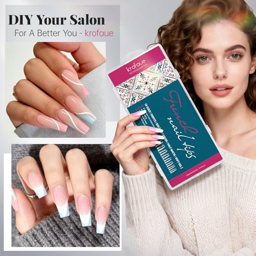 krofaue French Nail Tips - Acrylic Soft Gel False Tips 500PCS Half Cover Square Fake Nails for Women Half Matte French Tip Press on Nails 10 Sizes - Image 5