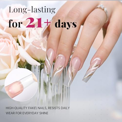 krofaue French Nail Tips - Acrylic Soft Gel False Tips 500PCS Half Cover Square Fake Nails for Women Half Matte French Tip Press on Nails 10 Sizes - Image 2